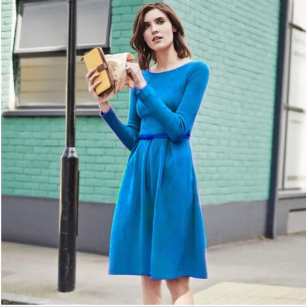 Boden Cerulean Textured Lindsay Dress